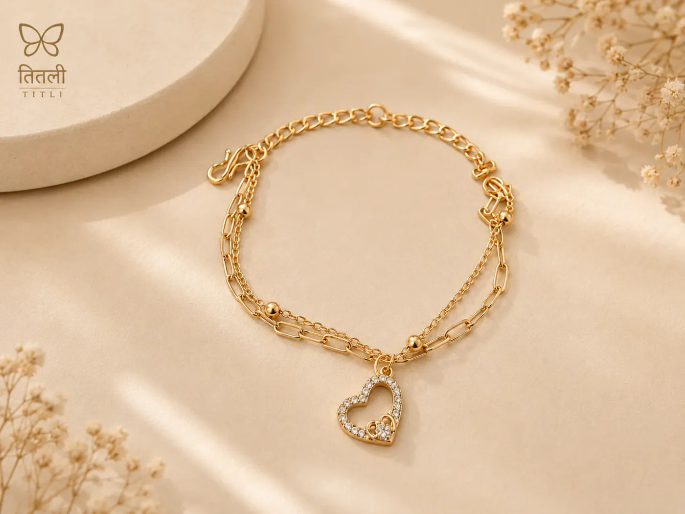 Gold heart bracelet