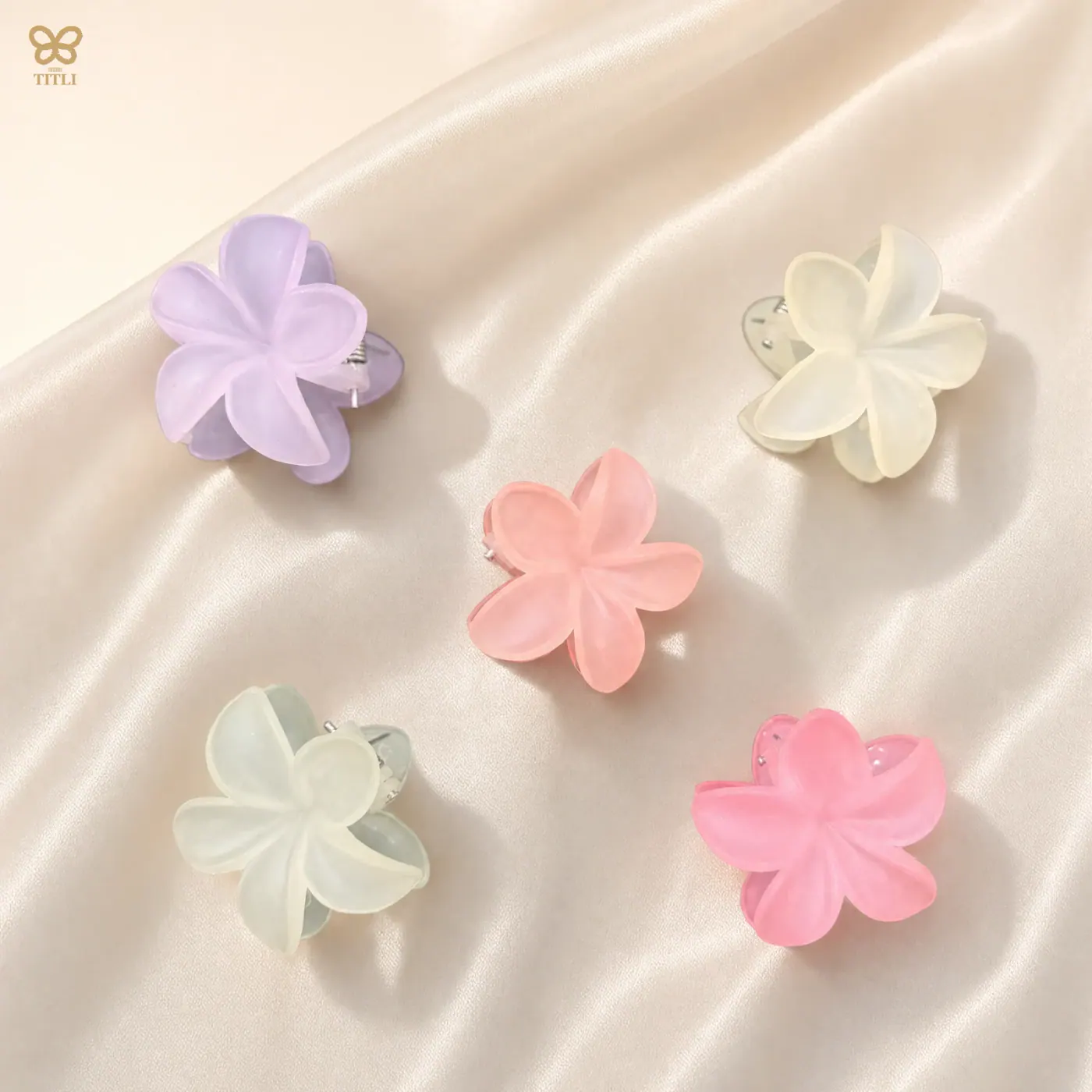 Colourful flower hair clips